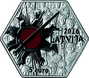 Latvia 5 Euro Christmas Battles 2016 Proof KM# 179 2016 LATVIJA 5 EURO coin obverse Latvia 5 Euro Christmas Battles 2016 Proof KM# 179 2016 LATVIJA 5 EURO coin obverse