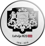 Latvia 5 Euro Coats of Arms 2018 LATVIJA 1∞ 1918 - 2018 coin obverse Latvia 5 Euro Coats of Arms 2018 LATVIJA 1∞ 1918 - 2018 coin obverse