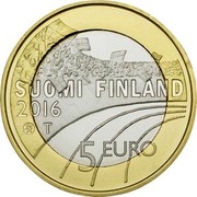 Finland 5 Euro Football 2016 Proof KM# 246 SUOMI FINLAND 2016 T 5 EURO coin obverse Finland 5 Euro Football 2016 Proof KM# 246 SUOMI FINLAND 2016 T 5 EURO coin obverse