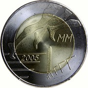 Finland 5 Euro Helsinki Athletic Championship 2005 M K-M KM# 118 2005 MM coin obverse Finland 5 Euro Helsinki Athletic Championship 2005 M K-M KM# 118 2005 MM coin obverse