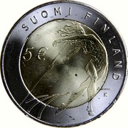 Finland 5 Euro Helsinki Athletic Championship 2005 M K-M KM# 118 SUOMI FINLAND 5 € K coin reverse Finland 5 Euro Helsinki Athletic Championship 2005 M K-M KM# 118 SUOMI FINLAND 5 € K coin reverse