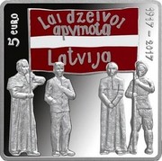 Latvia 5 Euro Latgale Congress 2017 Proof KM# 189 5 EURO LAI DZEIVOI APVIENOTA LATVIJA 1917-2017 coin obverse Latvia 5 Euro Latgale Congress 2017 Proof KM# 189 5 EURO LAI DZEIVOI APVIENOTA LATVIJA 1917-2017 coin obverse