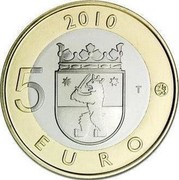 Finland 5 Euro Satakunta 2010 T Proof KM# 156 2010 5 EURO T coin reverse Finland 5 Euro Satakunta 2010 T Proof KM# 156 2010 5 EURO T coin reverse