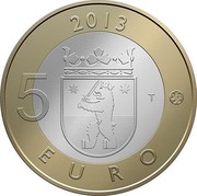 Finland 5 Euro Satakunta 2013 Proof KM# 198 2013 5 EURO T coin reverse