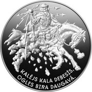 Latvia 5 Euro Smith forges in the sky 2017 Proof KM# 187 KALĒJS KALA DEBESĪS, OGLES BIRA DAUGAVĀ. coin obverse Latvia 5 Euro Smith forges in the sky 2017 Proof KM# 187 KALĒJS KALA DEBESĪS, OGLES BIRA DAUGAVĀ. coin obverse