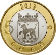 Finland 5 Euro Tavastia 2013 KM# 197 2013 5 T EURO coin reverse