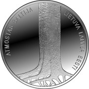 Latvia 5 Euro The Baltic Way 2014 Proof KM# 161 ATMOSTAS BALTIJA LIETUVA LATVIJA EESTI coin reverse Latvia 5 Euro The Baltic Way 2014 Proof KM# 161 ATMOSTAS BALTIJA LIETUVA LATVIJA EESTI coin reverse