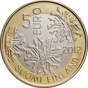 Finland 5 Euro Winter 2012 P Proof KM# 186 SUOMI FINLAND 5 EURO 2012 coin obverse Finland 5 Euro Winter 2012 P Proof KM# 186 SUOMI FINLAND 5 EURO 2012 coin obverse