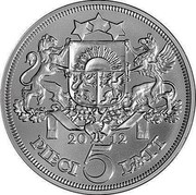 Latvia 5 Lati Bank of Latvia 2012 Proof KM# 130 2012 5 PIECI LATI coin reverse Latvia 5 Lati Bank of Latvia 2012 Proof KM# 130 2012 5 PIECI LATI coin reverse