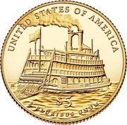 USA $5 Mark Twain 2016 W KM# 626 UNITED STATES OF AMERICA $5 E PLURIBUS UNUM coin reverse