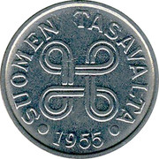 Finland 5 Markkaa 1955 KM# 37a Decimal Coinage SUOMEN TASAVALTA DATE coin obverse Finland 5 Markkaa 1955 KM# 37a Decimal Coinage SUOMEN TASAVALTA DATE coin obverse