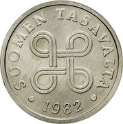 Finland 5 Pennia 1982 KM# 45a Reform Coinage SUOMEN TASAVALTA DATE coin obverse Finland 5 Pennia 1982 KM# 45a Reform Coinage SUOMEN TASAVALTA DATE coin obverse