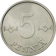 Finland 5 Pennia 1982 KM# 45a Reform Coinage 5 PENNIÄ coin reverse Finland 5 Pennia 1982 KM# 45a Reform Coinage 5 PENNIÄ coin reverse