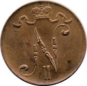 Finland 5 Pennia Nikolai II 1915 KM# 15 N II coin obverse Finland 5 Pennia Nikolai II 1915 KM# 15 N II coin obverse