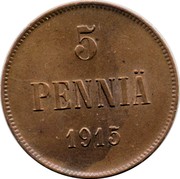Finland 5 Pennia Nikolai II 1915 KM# 15 5 PENNIÄ 1915 coin reverse Finland 5 Pennia Nikolai II 1915 KM# 15 5 PENNIÄ 1915 coin reverse