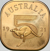 Australia 5 S Kangaroo 1921 Matte Proof AUSTRALIA 19 21 5 coin reverse Australia 5 S Kangaroo 1921 Matte Proof AUSTRALIA 19 21 5 coin reverse