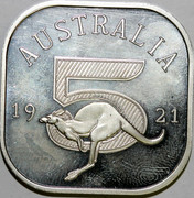 Australia 5 S Kangaroo 1921 Proof AUSTRALIA 19 21 5 coin reverse Australia 5 S Kangaroo 1921 Proof AUSTRALIA 19 21 5 coin reverse