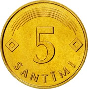 Latvia 5 Santimi 1992 KM# 16 Standart Coinage 5 SANTĪMI coin reverse Latvia 5 Santimi 1992 KM# 16 Standart Coinage 5 SANTĪMI coin reverse