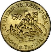 Slovenia 5 Tolarjev Battle of Sisek 1993 KM# 9 CARNIOLIAE VICTORIA * SISEK 1593 ANDREJ G • TURJASKI coin reverse Slovenia 5 Tolarjev Battle of Sisek 1993 KM# 9 CARNIOLIAE VICTORIA * SISEK 1593 ANDREJ G • TURJASKI coin reverse