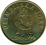 Slovenia 5 Tolarjev Olympics Centennial 1996 KM# 33 OLIMPIJSKE IGRE 1896 - 1996 coin reverse Slovenia 5 Tolarjev Olympics Centennial 1996 KM# 33 OLIMPIJSKE IGRE 1896 - 1996 coin reverse