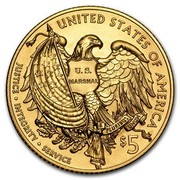 USA $5 US Marshals Service 2015 W Proof KM# 610 UNITED STATES OF AMERICA JUSTICE INTEGRITY SERVICE E PLURIBUS UNUM $5 U.S. MARSHAL coin reverse