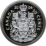 Canada 50 Cents Elizabeth II 2nd portrait 2004  2004 CANADA 50 CENTS A MARI USQUE AD MARE coin reverse Canada 50 Cents Elizabeth II 2nd portrait 2004  2004 CANADA 50 CENTS A MARI USQUE AD MARE coin reverse