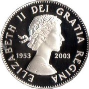 Canada 50 Cents Golden Jubilee 2003 Proof KM# 472 ELIZABETH II DEI GRATIA REGINA 1953 2003 coin obverse Canada 50 Cents Golden Jubilee 2003 Proof KM# 472 ELIZABETH II DEI GRATIA REGINA 1953 2003 coin obverse