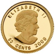 Canada 50 Cents Red Maple 2009 Proof KM# 888 ELIZABETH II SB 50 CENTS coin obverse Canada 50 Cents Red Maple 2009 Proof KM# 888 ELIZABETH II SB 50 CENTS coin obverse