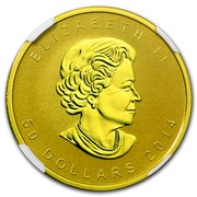 Canada 50 Dollars Maple Leaf 2014 Proof KM# 1600 ELIZABETH II 50 DOLLARS 2014 coin obverse Canada 50 Dollars Maple Leaf 2014 Proof KM# 1600 ELIZABETH II 50 DOLLARS 2014 coin obverse