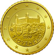 Slovakia 50 Euro Cent Bratislava Castle 2009 Proof KM# 100 YEAR SLOVENSKO coin obverse Slovakia 50 Euro Cent Bratislava Castle 2009 Proof KM# 100 YEAR SLOVENSKO coin obverse