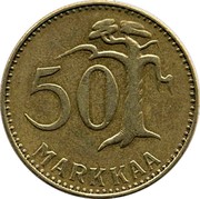 Finland 50 Markkaa 50 Markkaa 1953 H KM# 40 50 MARKKAA coin reverse Finland 50 Markkaa 50 Markkaa 1953 H KM# 40 50 MARKKAA coin reverse