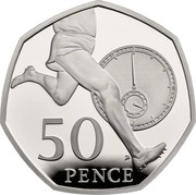 UK 50 Pence (Roger Bannister - 50th Anniversary of the four minute mile) KM# 1047 50 PENCE coin reverse UK 50 Pence (Roger Bannister - 50th Anniversary of the four minute mile) KM# 1047 50 PENCE coin reverse