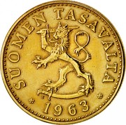 Finland 50 Pennia 1963 S KM# 48 Reform Coinage SUOMEN TASAVALTA DATE coin obverse Finland 50 Pennia 1963 S KM# 48 Reform Coinage SUOMEN TASAVALTA DATE coin obverse