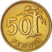 Finland 50 Pennia 1963 S KM# 48 Reform Coinage 50 PENNIÄ coin reverse Finland 50 Pennia 1963 S KM# 48 Reform Coinage 50 PENNIÄ coin reverse