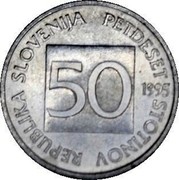 Slovenia 50 Stotinov 1995 KM# 3 Standart Coinage REPUBLIKA SLOVENIJA PETDESET STOTINOV 50 YEAR coin obverse Slovenia 50 Stotinov 1995 KM# 3 Standart Coinage REPUBLIKA SLOVENIJA PETDESET STOTINOV 50 YEAR coin obverse