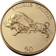 Slovenia 50 Tolarjev 2006 Proof KM# 52 Standart Coinage TAURUS TAURUS coin reverse Slovenia 50 Tolarjev 2006 Proof KM# 52 Standart Coinage TAURUS TAURUS coin reverse