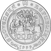 Slovakia 500 Korun 500 years of stricking first Thaller in Kremnica 1999 Proof KM# 50 SLOVENSKÁ REPUBLIKA 500 SK 1999 coin obverse