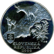 Slovakia 500 Korun Tatras National Park 1999 700 pieces uncirculated melted. KM# 47 SLOVENSKÁ REPUBLIKA 1999 coin obverse Slovakia 500 Korun Tatras National Park 1999 700 pieces uncirculated melted. KM# 47 SLOVENSKÁ REPUBLIKA 1999 coin obverse