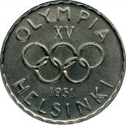 Finland 500 Markkaa Olympic Games 1951 H KM# 35 OLYMPIA XV 1952 HELSINKI coin obverse Finland 500 Markkaa Olympic Games 1951 H KM# 35 OLYMPIA XV 1952 HELSINKI coin obverse