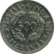 Finland 500 Markkaa Olympic Games 1951 H KM# 35 SUOMI FINLAND 500 MARKKAA coin reverse Finland 500 Markkaa Olympic Games 1951 H KM# 35 SUOMI FINLAND 500 MARKKAA coin reverse