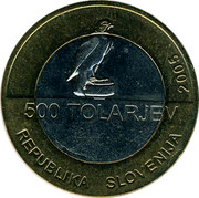 Slovenia 500 Tolarjev 100th Anniversary of Slovenian Sports Association 2005 KM# 63 500 TOLARJEV REPUBLIKA SLOVENIJA 2005 coin obverse Slovenia 500 Tolarjev 100th Anniversary of Slovenian Sports Association 2005 KM# 63 500 TOLARJEV REPUBLIKA SLOVENIJA 2005 coin obverse