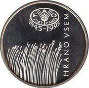 Slovenia 500 Tolarjev 50th Anniversary of F.A.O. 1995 Proof KM# 25 FAO 1945 - 1995 HRANO VSEM coin reverse Slovenia 500 Tolarjev 50th Anniversary of F.A.O. 1995 Proof KM# 25 FAO 1945 - 1995 HRANO VSEM coin reverse