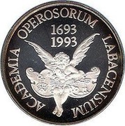 Slovenia 500 Tolarjev Academia Operosorum Labacensium 1993 Proof KM# 13 ACADEMIA OPEROSORUM LABACENSIUM 1693 1993 coin reverse Slovenia 500 Tolarjev Academia Operosorum Labacensium 1993 Proof KM# 13 ACADEMIA OPEROSORUM LABACENSIUM 1693 1993 coin reverse