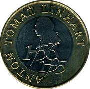 Slovenia 500 Tolarjev Anton Tomaz Linhart 2006 KM# 65 ANTON TOMAŽ LINHART 1756 1795 coin reverse Slovenia 500 Tolarjev Anton Tomaz Linhart 2006 KM# 65 ANTON TOMAŽ LINHART 1756 1795 coin reverse