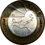 Slovenia 500 Tolarjev FIFA World Cup 2002 2002 KM# 45 2002 SVETOVNO PRVENSTVO V NOGOMETU coin reverse Slovenia 500 Tolarjev FIFA World Cup 2002 2002 KM# 45 2002 SVETOVNO PRVENSTVO V NOGOMETU coin reverse