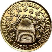Slovenia 5000 Tolarjev Academia Operosorum Labacensium 1993 Proof KM# 14 ACADEMIA OPEROSORUM LABACENSIUM 1693 1993 coin reverse