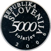 Slovenia 5000 Tolarjev Anton Tomaz Linhart 2006 Proof KM# 92 REPUBLIKA SLOVENIJA 5000 TOLARJEV 2006 coin obverse Slovenia 5000 Tolarjev Anton Tomaz Linhart 2006 Proof KM# 92 REPUBLIKA SLOVENIJA 5000 TOLARJEV 2006 coin obverse