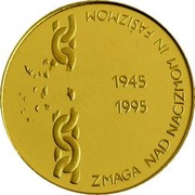 Slovenia 5000 Tolarjev Defeat of Fascism 1995 Proof KM# 24 ZMAGA NAD NACIZMOM IN FAŠIZMOM 1945 1995 coin reverse