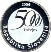 Slovenia 5000 Tolarjev Jurij Vega 2004 Proof KM# 58 2004 5000 TOLARJEV REPUBLIKA SLOVENIJA coin obverse Slovenia 5000 Tolarjev Jurij Vega 2004 Proof KM# 58 2004 5000 TOLARJEV REPUBLIKA SLOVENIJA coin obverse