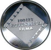 Slovenia 5000 Tolarjev Slovenian Film Centennial 2005 Proof KM# 62 100 LET SLOVENSKEGA FILMA coin reverse Slovenia 5000 Tolarjev Slovenian Film Centennial 2005 Proof KM# 62 100 LET SLOVENSKEGA FILMA coin reverse